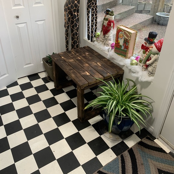 Rustic Burnt Wooden Entrance Stool - Picture 3 of 5